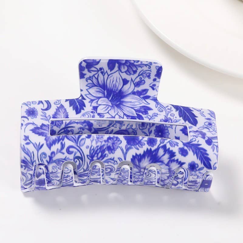 JOSSLYN by wall to wall - VINTAGE PORCELAIN STYLE RECTANGLE HAIR CLAW CLIPS | 40H952