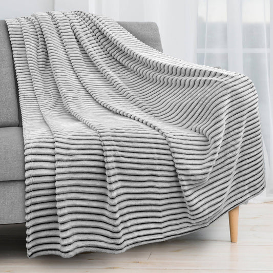 Pavilia - Ribbed Textured Fleece Throw Blanket