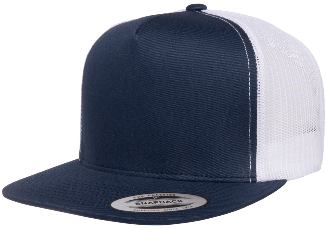 The Park Wholesale - Yupoong 6006T Classic Trucker Snapback Hat, Flat Bill Cap with Mesh Back, 2-Tone Colors - YP Classics®