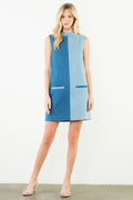 Sleeveless Colorblocked Denim Dress