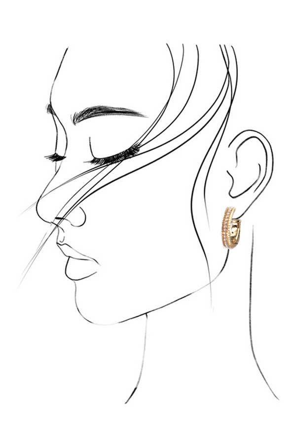 JOSSLYN by Wall to Wall - PEARL STUDDED HOOP EARRINGS | 31E24034