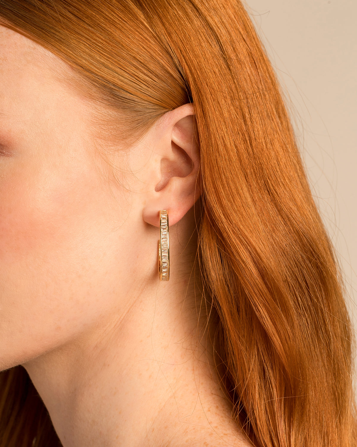 Mom Baguette Maxi Hoop Earrings