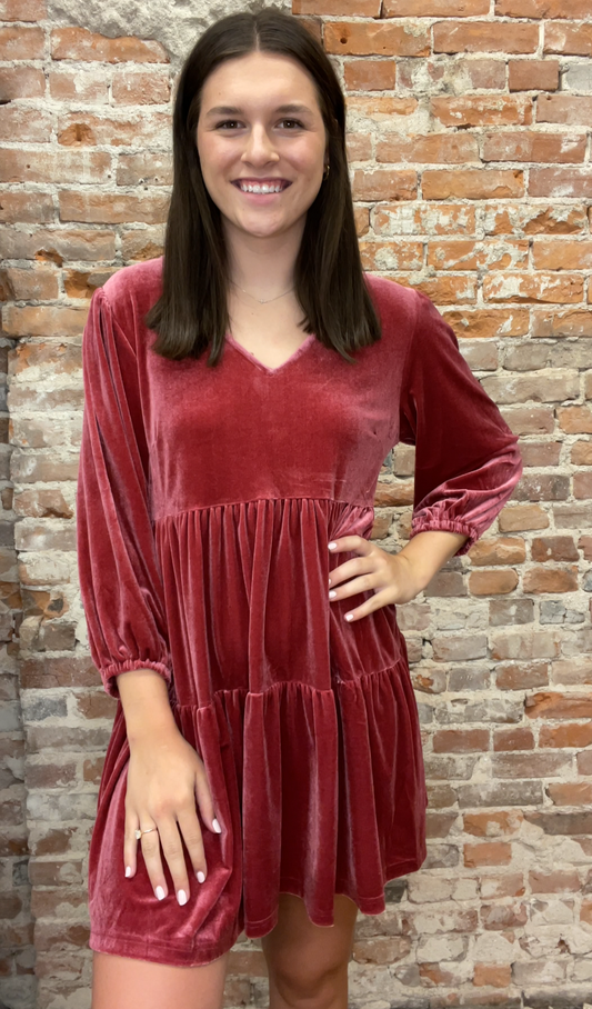 Berry Velvet Dress