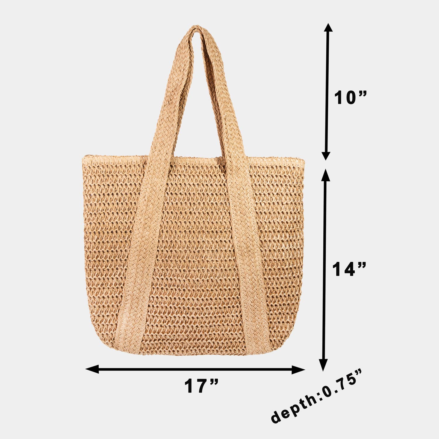 Collections by Fame Accessories - Straw Knit Zipper Tote Bag