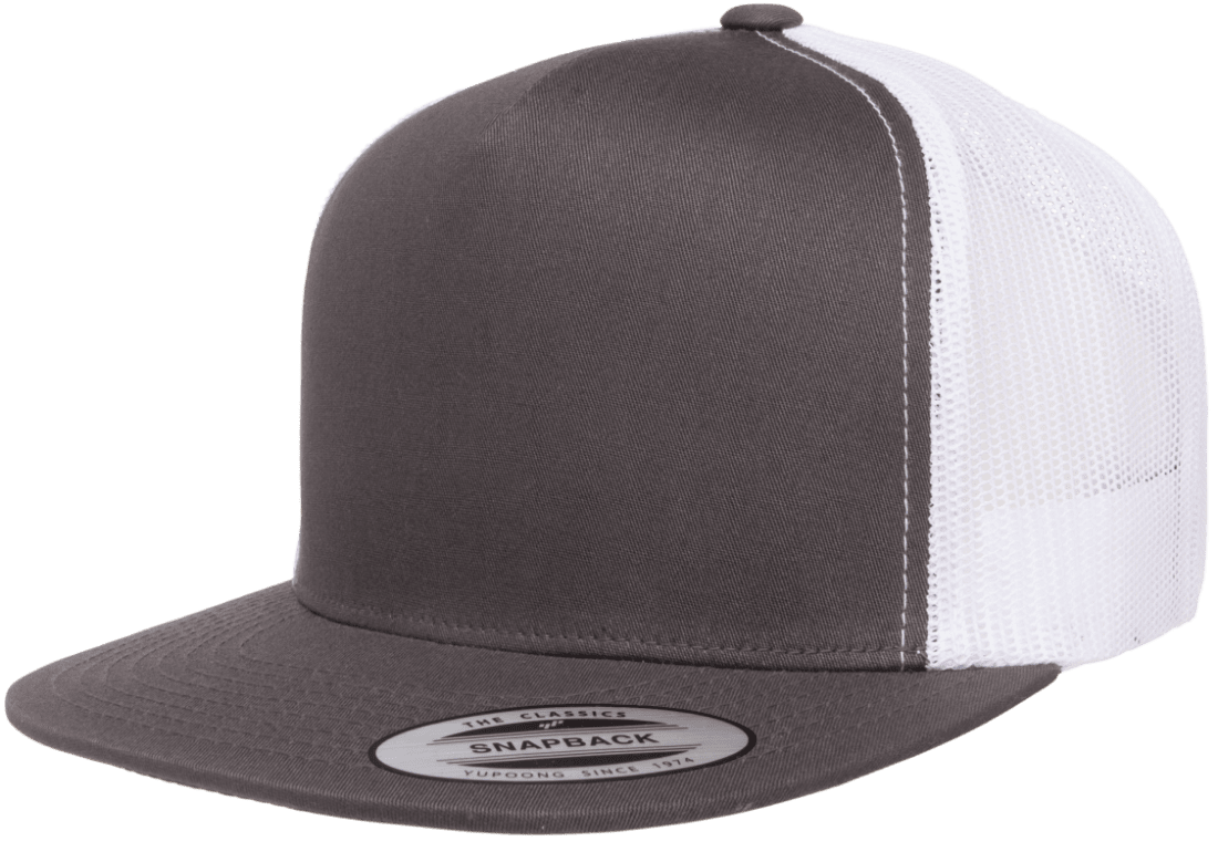 The Park Wholesale - Yupoong 6006T Classic Trucker Snapback Hat, Flat Bill Cap with Mesh Back, 2-Tone Colors - YP Classics®