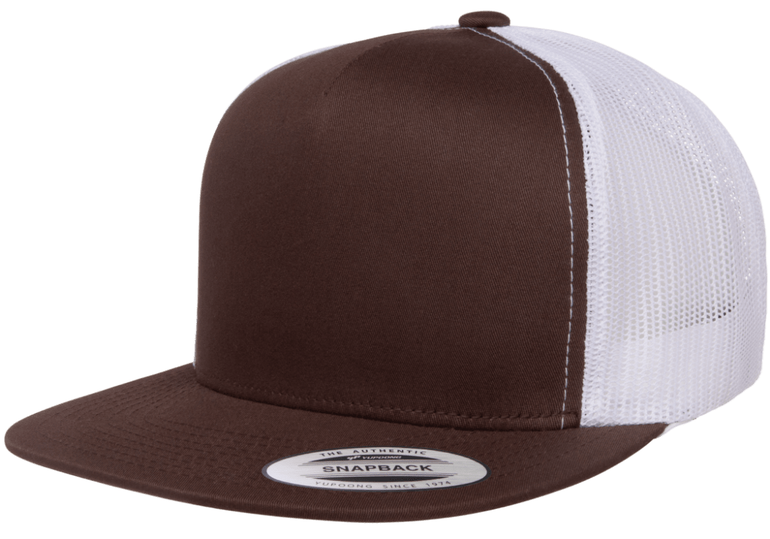 The Park Wholesale - Yupoong 6006T Classic Trucker Snapback Hat, Flat Bill Cap with Mesh Back, 2-Tone Colors - YP Classics®