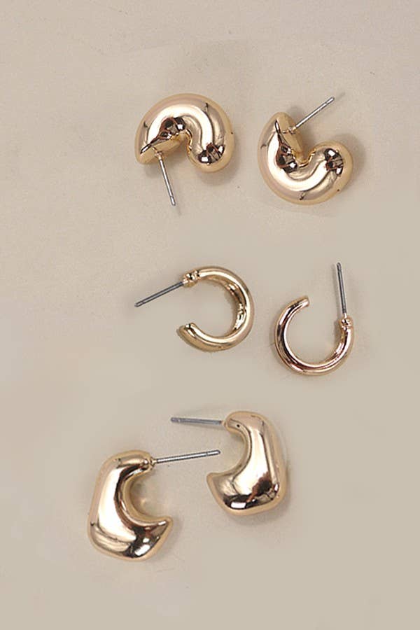 JOSSLYN by wall to wall - BUBBLE HOOP HUGGIE TRIO EARRINGS | 80E5359