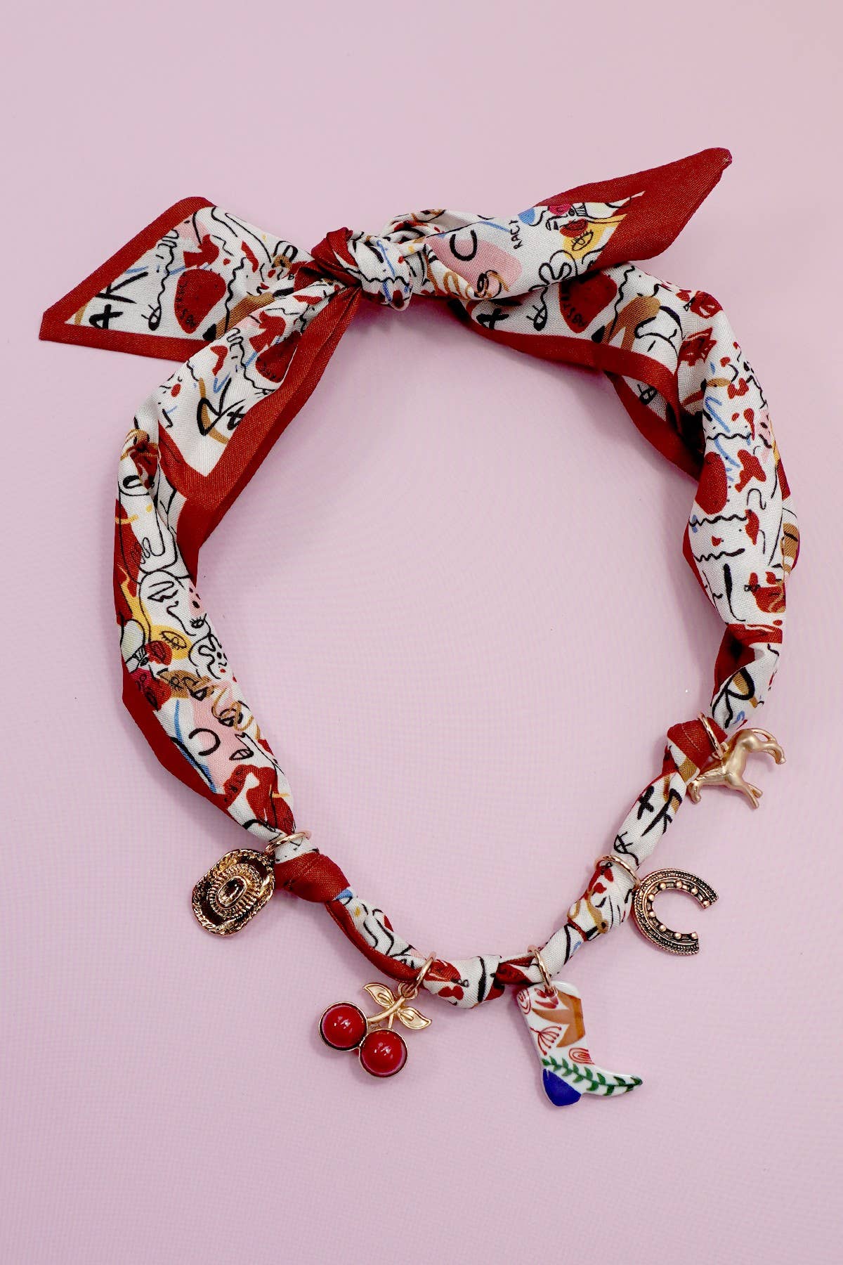 JOSSLYN by wall to wall - SCARF CHARM NECKLACE-BOOT CHERRY HORSESHOE HAT | 80N92393