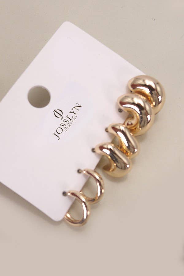 JOSSLYN by wall to wall - BUBBLE HOOP HUGGIE TRIO EARRINGS | 80E5359