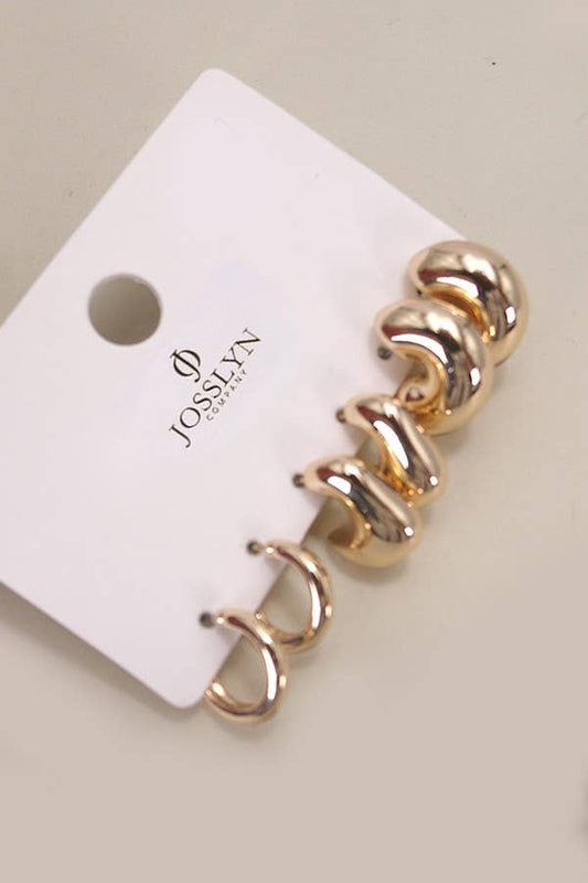 JOSSLYN by wall to wall - BUBBLE HOOP HUGGIE TRIO EARRINGS | 80E5359