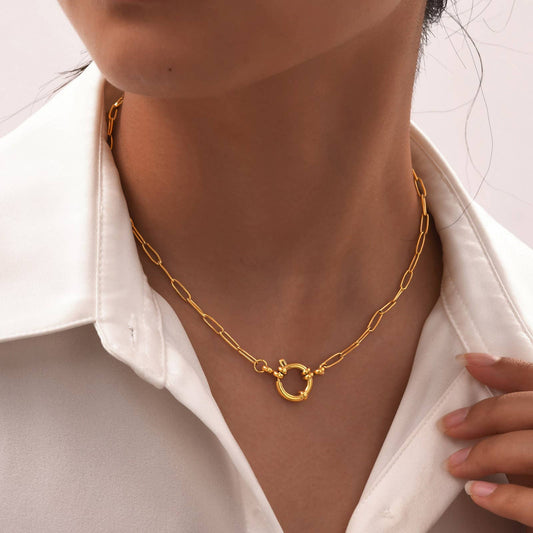JOSSLYN by wall to wall - 18K STAINLESS STEEL TARNISH FREE CIRCLE NECKLACE | 40NK9402