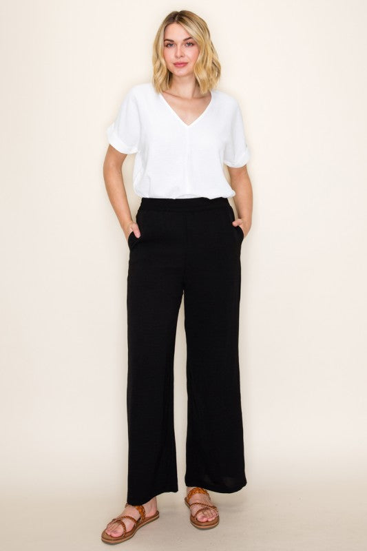 Solid Wide Leg Pants