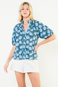 Puff Sleeve Flower Print Top