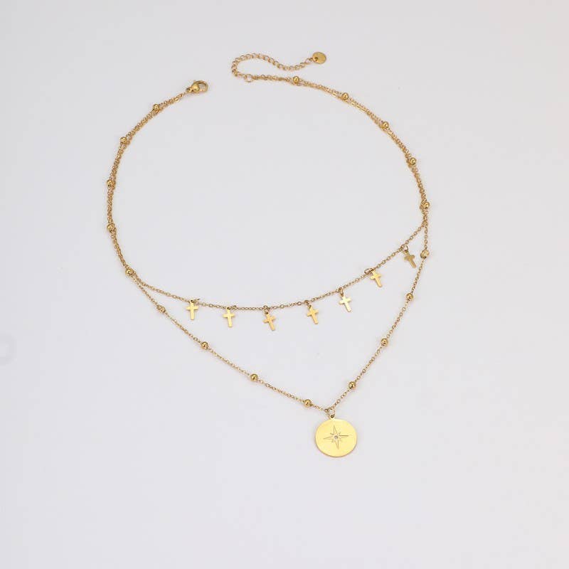 JOSSLYN by wall to wall - 18K STAINLESS STEEL TARNISH FREE CROSS NECKLACE | 40NK9565