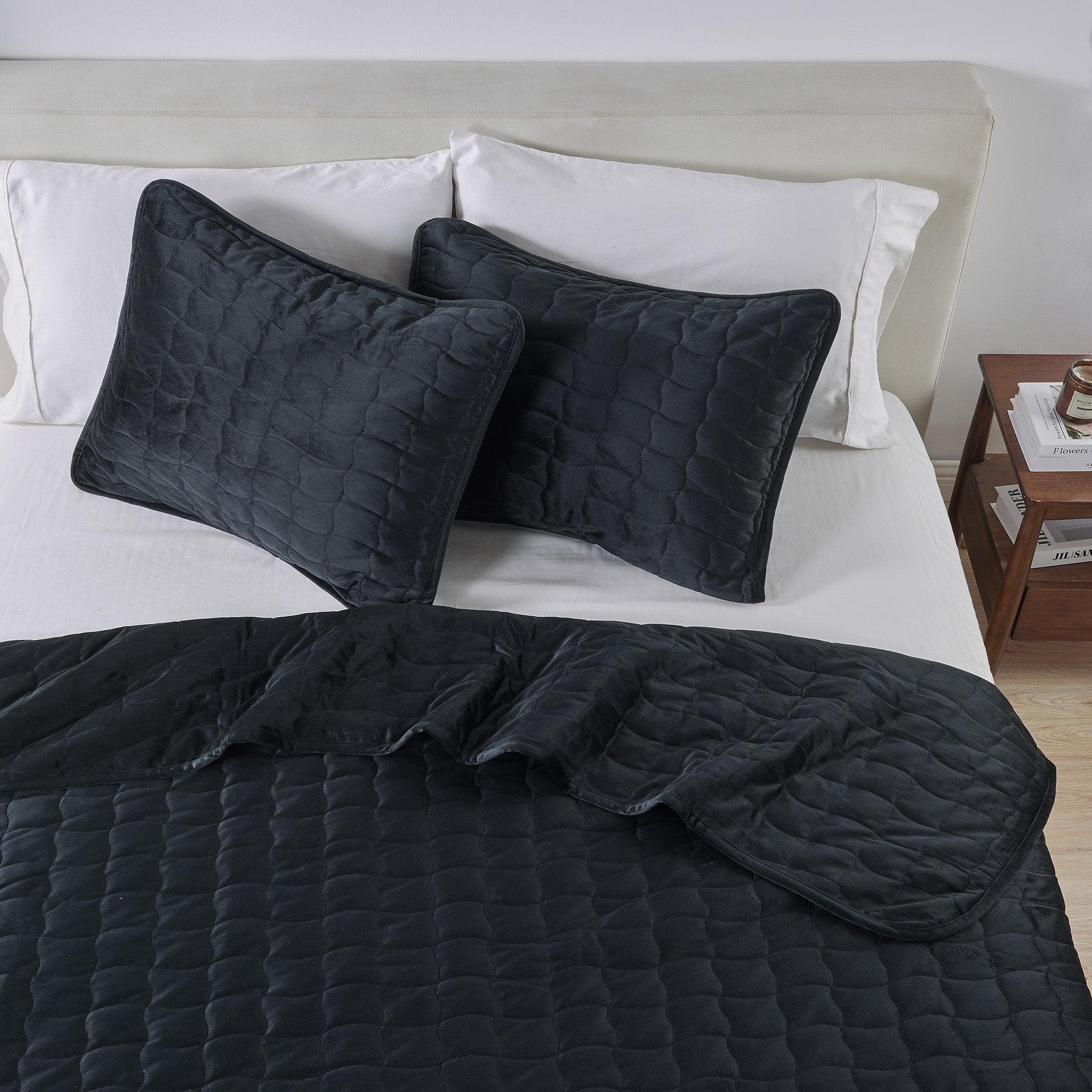 Velvet Box-Stitched Quilt Set - Vivica Collection