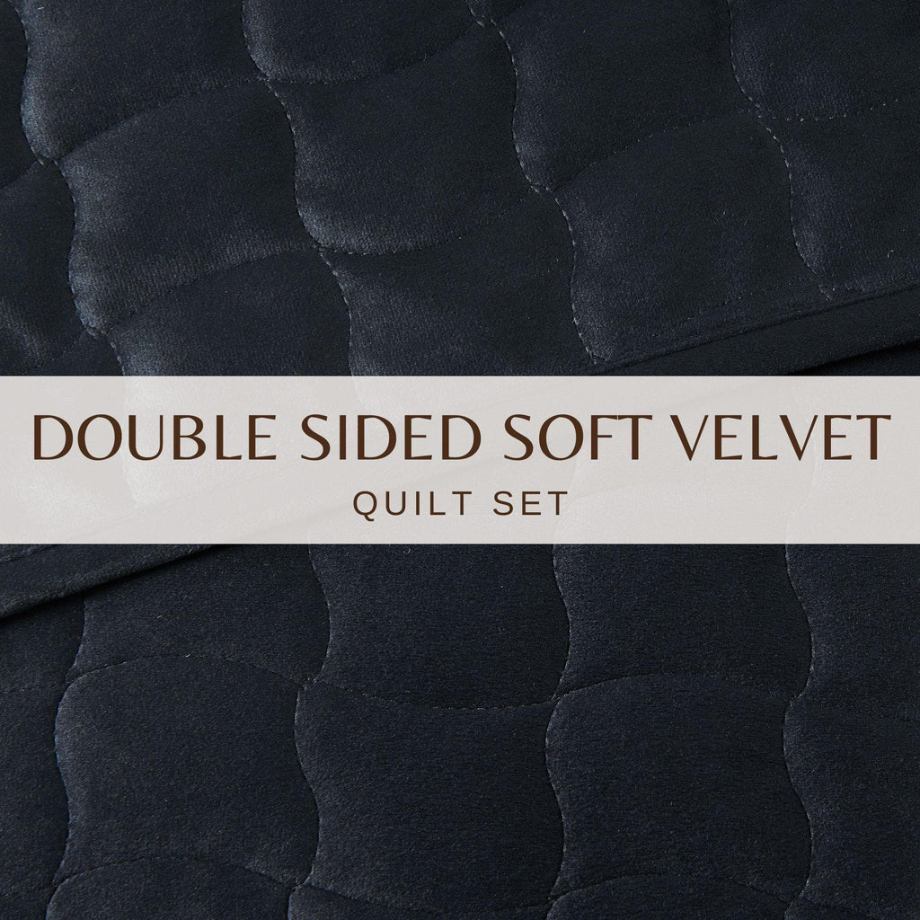 Velvet Box-Stitched Quilt Set - Vivica Collection