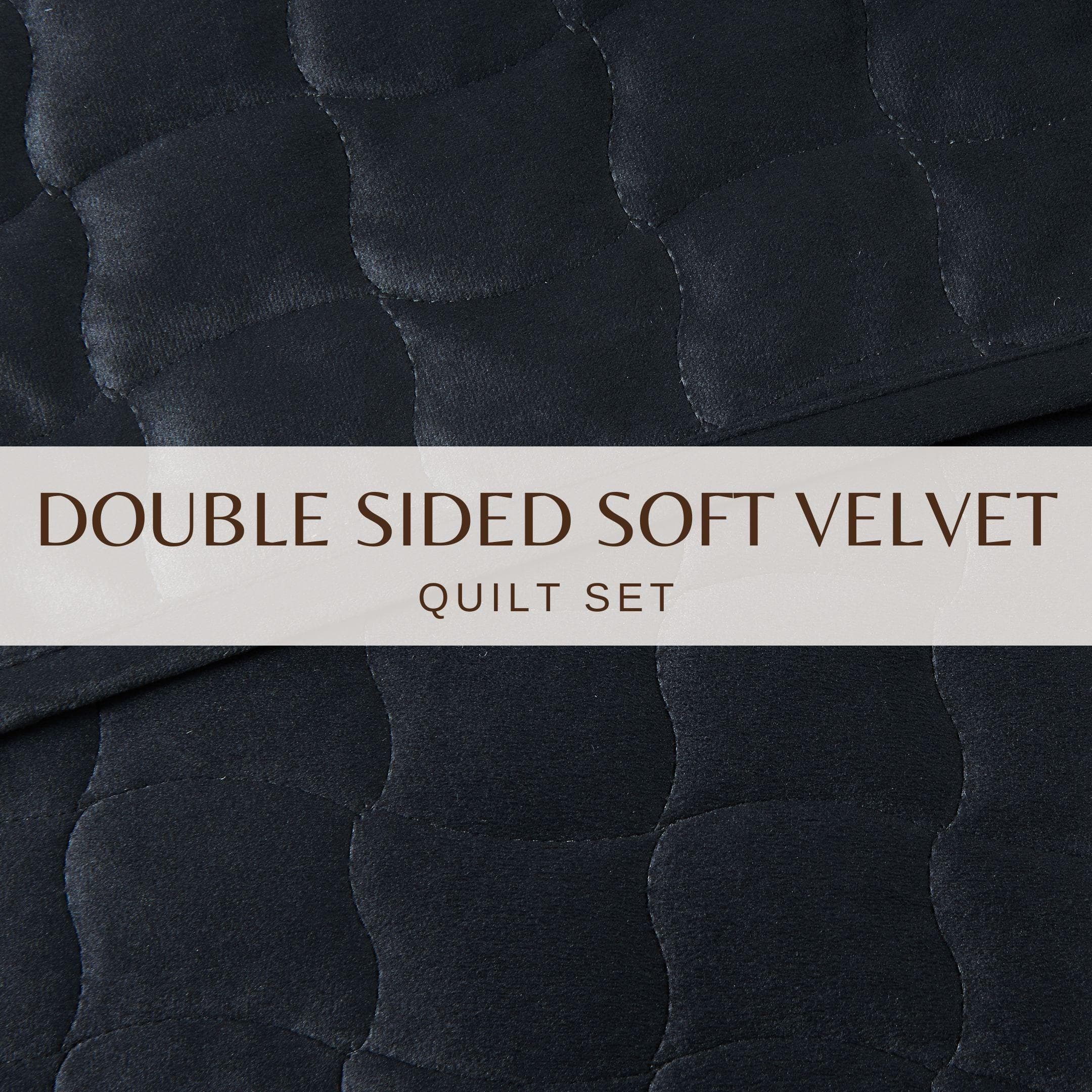 Velvet Box-Stitched Quilt Set - Vivica Collection