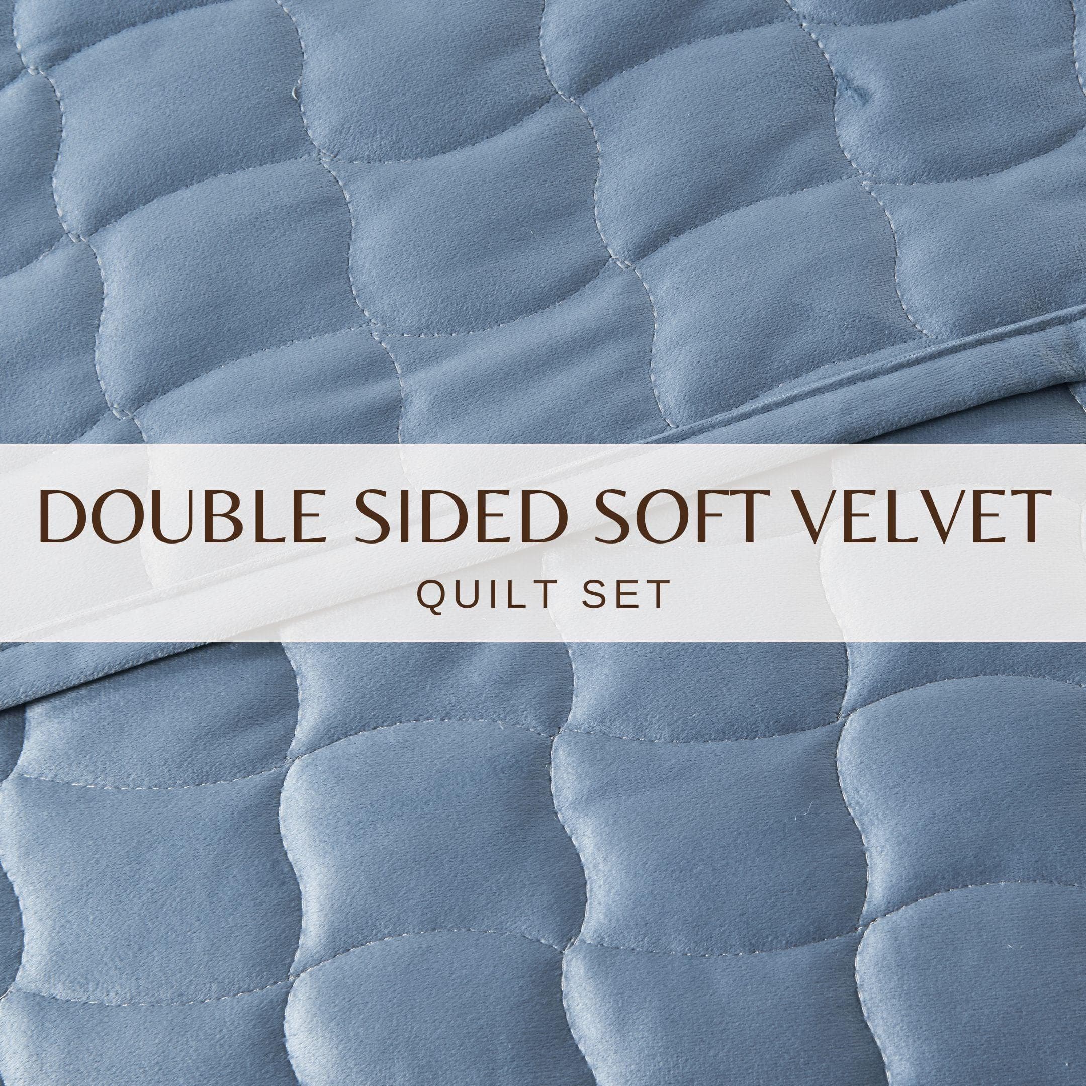 Velvet Box-Stitched Quilt Set - Vivica Collection