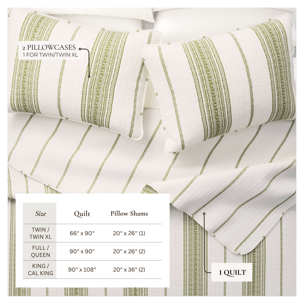 3-Piece Stripe Quilt - Wesley Collection