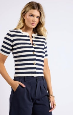 Daphne Striped Button Cardi