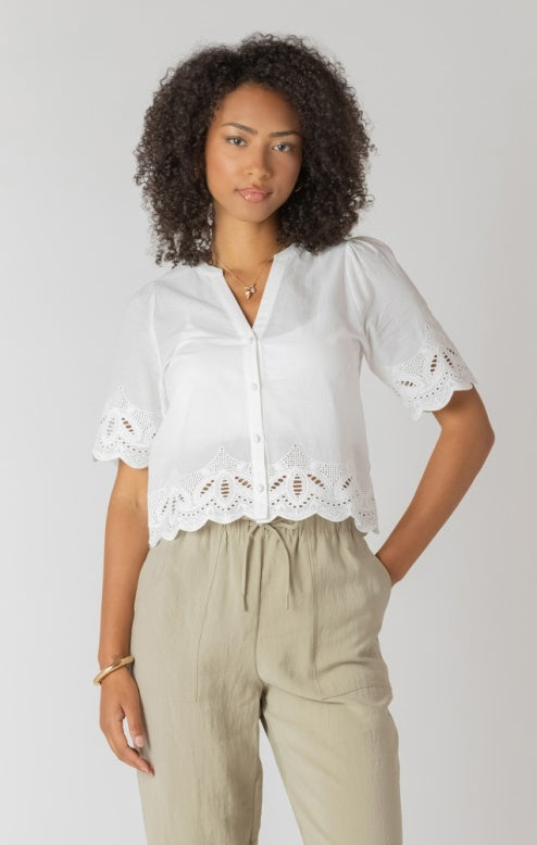 Eyelet Trim Blouse