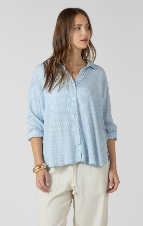 Coastal Blue Stripe Button Shirt