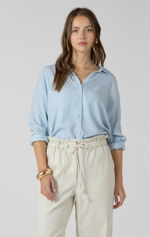 Coastal Blue Stripe Button Shirt