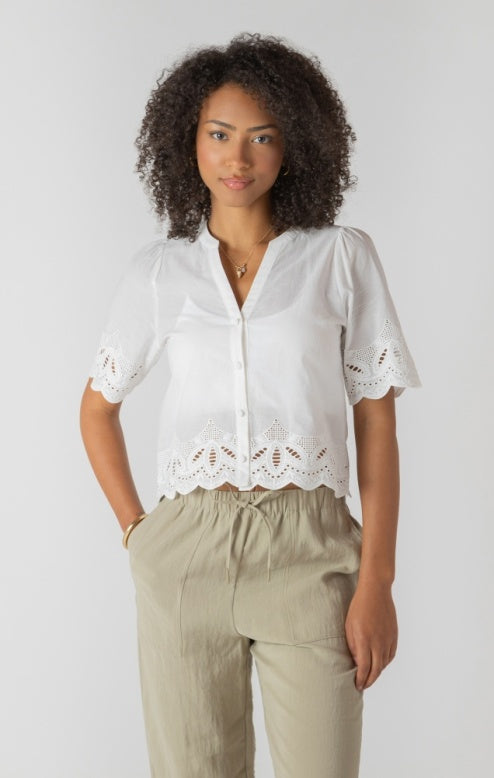 Eyelet Trim Blouse